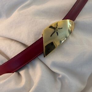 Vintage Calderon USA Made Red Belt Gold Buckle Size M